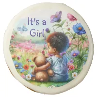 Baby Girl with Teddy Bear Baby Shower It's a Girl Sugar Cookie