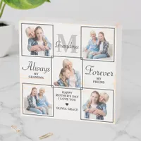 Stylish GRANDMA Personalized 5 Photo Collage Wooden Box Sign
