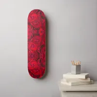 Red rose blossoms with dewdrops - photography skateboard