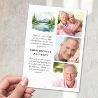 Mountain Lake 3 Photo Sympathy Funeral Thank You Card