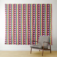 Pixelated Colorful Red Purple Yellow Blue Tapestry
