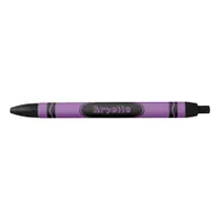 Custom Name Violet Purple Crayon Black Ink Pen