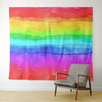 Watercolor Rainbow LGBT Pride Banner Tapestry