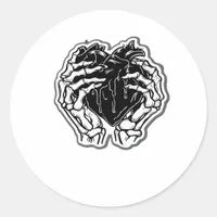 Skeleton Heart Hands Funny Playful Mood Classic Round Sticker