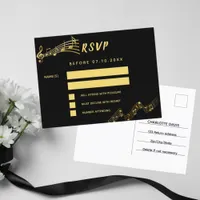 Black gold music notes return address RSVP card