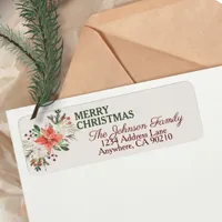 Elegant Watercolor Christmas Floral Return Address Label