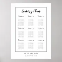 Minimalist Black Typography/border Seating Plan Poster