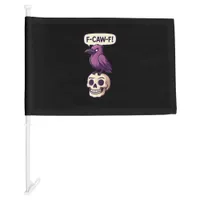 F-Caw-F Crow Skull Halloween Humor Graphic Design Car Flag