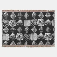 Bold Caribbean Tribal Mudcloth – Black & White,  Throw Blanket