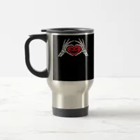 Skeleton Hands A Heart Spooky Halloween Travel Mug