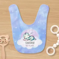 Cute Funny 'Dinosnore' Personalized Baby Name Baby Bib