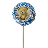 Watercolor Illustration Teddy Bear Baby Shower Chocolate Covered Oreo Pop