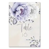 WEDDING | Rustic Lilac and Alabaster Peony Floral Table Number