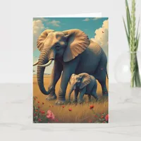 Happy Birthday Daughter | Mama and Baby Elephant Card