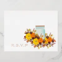 Sunflower Wedding RSVP Foil Holiday Postcard