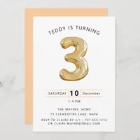  Up,Up,and Away! Balloon-Themed 3nd Birthday Party Invitation