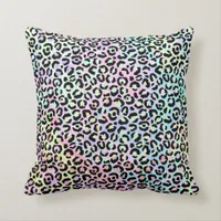 *~*  Bright Leopard Rainbow Gold Animal Print Spot Throw Pillow