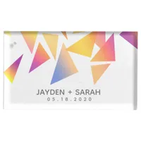 Pastel Multi-Colored Confetti White Wedding Place Card Holder