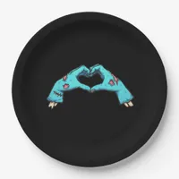 Zombie Hands Heart Halloween Spooky Paper Plates