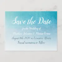Blue Crackle Personalized Save the Date Postcard