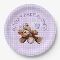 PURPLE Teddy Bear Baby Shower Paper Plates