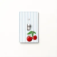 Red Cherries on Blue Stripes Graphic Pattern Light Switch Cover