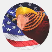 Golden Trump Bird USA Flag Round Sticker