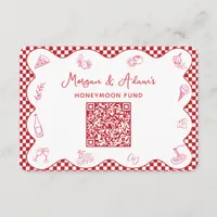 Italy Red Checkered Honeymoon Fund QR Code Cards