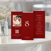 Burgundy Photo Wedding Menu Table No Trifold