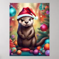 Adorable Christmas Otter Poster