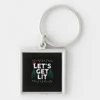 Let's Get Lit Drinking Funny Christmas Gift Keychain