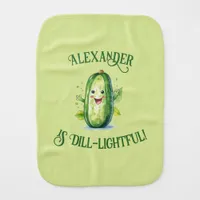 Cute Green Cartoon Pickle Baby Burp Cloth