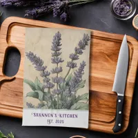 Vintage-Inspired Lavender Herbal Apothecary Kitchen Towel