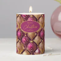 Magenta Gold Christmas Pattern#12 ID1009 Pillar Candle