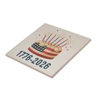 USA 250th Flag Cake Keepsake 1776–2026 Ceramic Tile