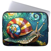 Vibrantly Colorful Impasto Whimsical Snail Laptop Sleeve