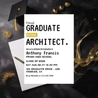 Gold and Black Virtual Graduation Invitation