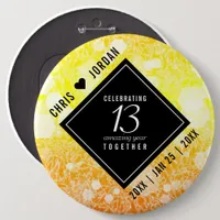 Elegant 13th Citrine Wedding Anniversary Button