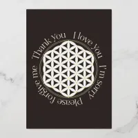 Flower of Life Ho'oponopono Black & White Foil Holiday Card