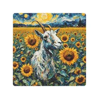 Adorable Goat in a Sunflower Field Metal Print