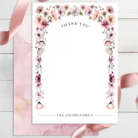 Pink Watercolor Wildflower Thank You Card – Dusty 