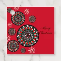 Elegant Stylized Merry Christmas Snowflakes Favor Tags