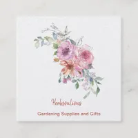 Watercolor Floral Square Business Card