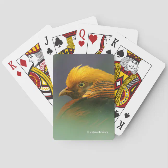 Emerging from the Green: Golden Pheasant Poker Cards