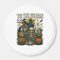 Vintage Tis Season Halloween Skeleton Retro Magnet