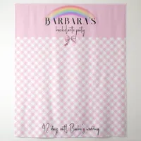 Trendy Retro Plaid Gingham Checkerboard Girly Pink Tapestry