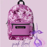 Pink Floral Abstract Pattern   Printed Backpack