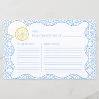 Recipe Card Italian Citrus Lemon Bridal Shower