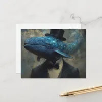 Surreal Whale in a Suit Postcard