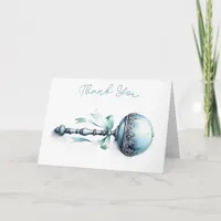 Elegant Blue Baby Rattle Boy Baby Shower Thank You Card